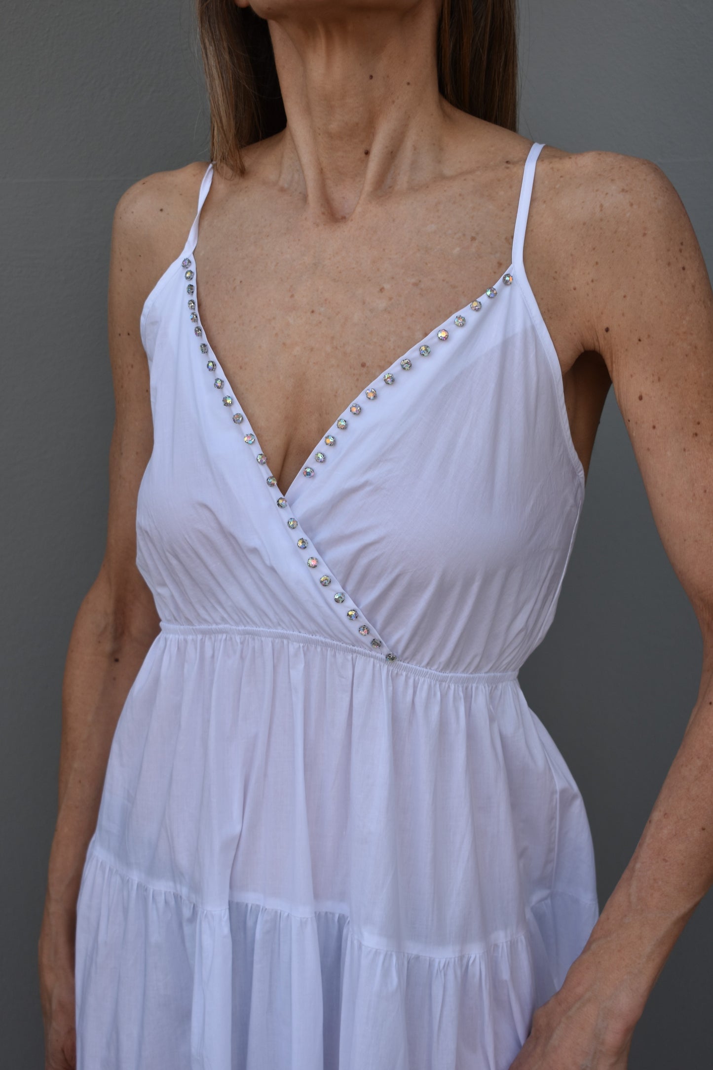 abito incrocio strass
