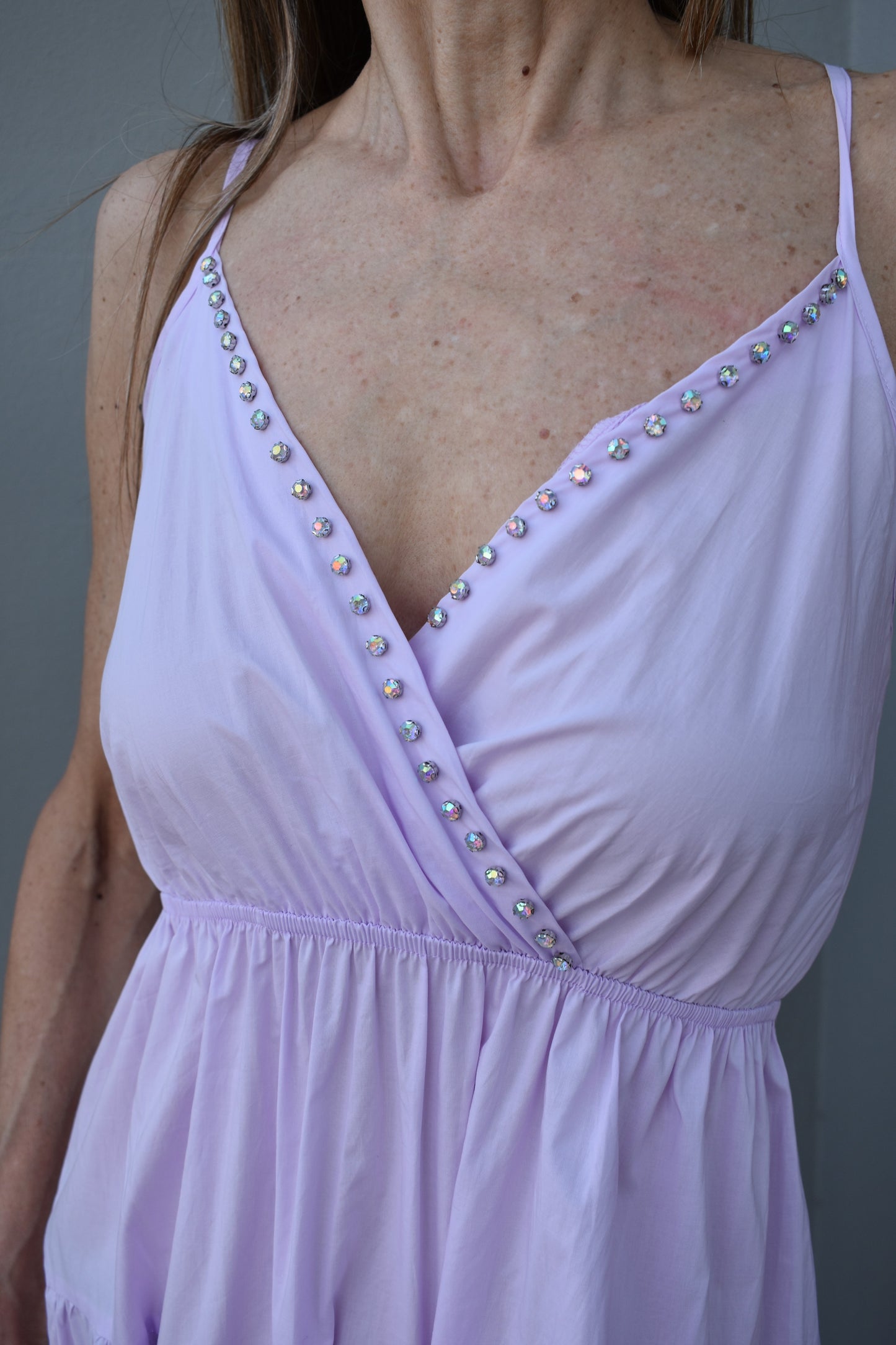 abito incrocio strass