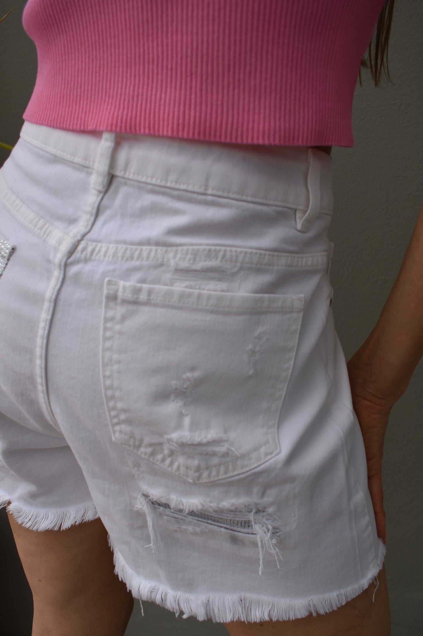 shorts bianco strass